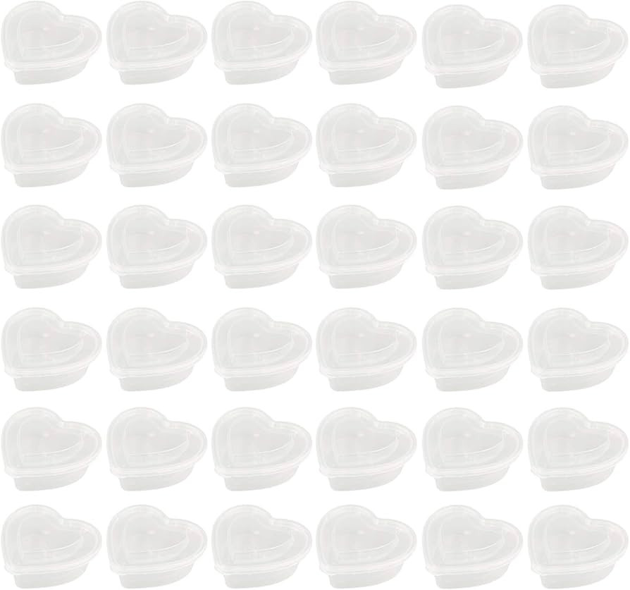 Goodma 36 Pieces 5 oz Heart Shaped Slime Storage Containers Transparent Plastic Box with Lids | Amazon (US)