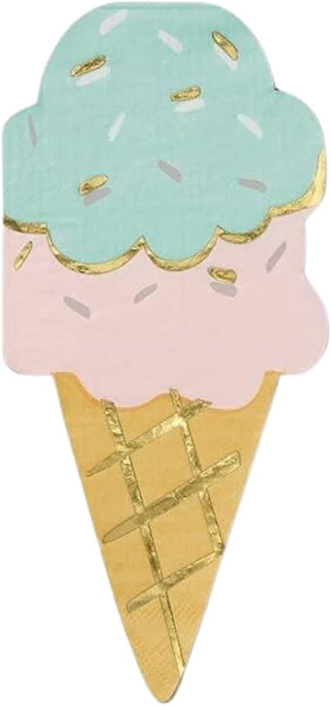 Coterie Ice Cream Cone Paper Napkins (Set of 25) - Ice Cream Cone Paper Napkins for Kid's Birthda... | Amazon (US)
