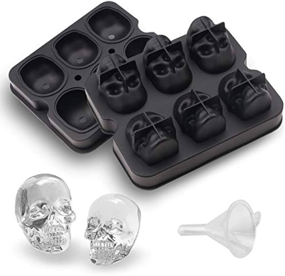 Large Whiskey Ice Ball Mold Skull, A Set 6 Large Sphere Ice Cube Molds, 2.3x2.3 Inch Large Round ... | Amazon (US)