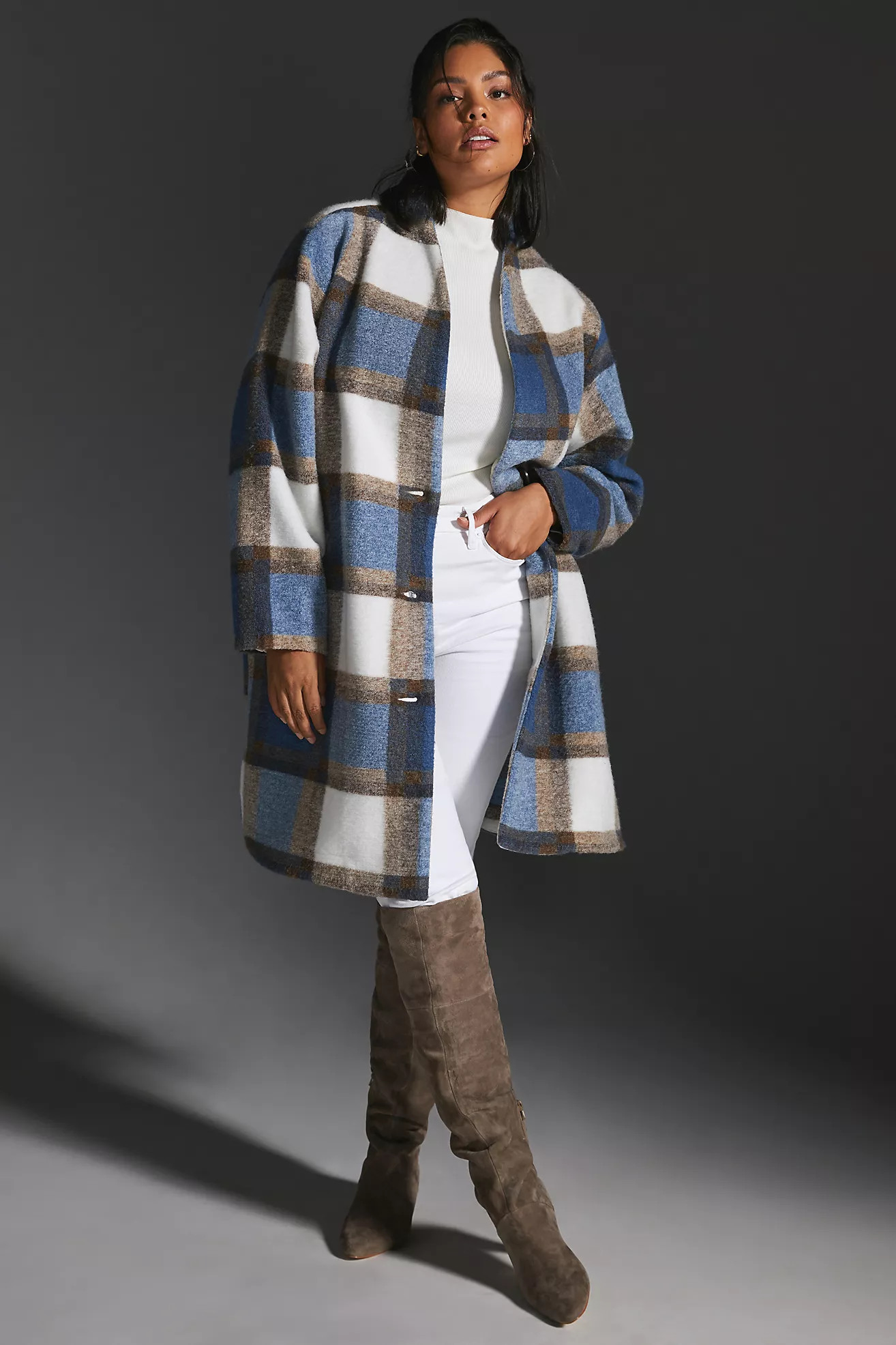 Bernardo Long Plaid Coat | Anthropologie (US)