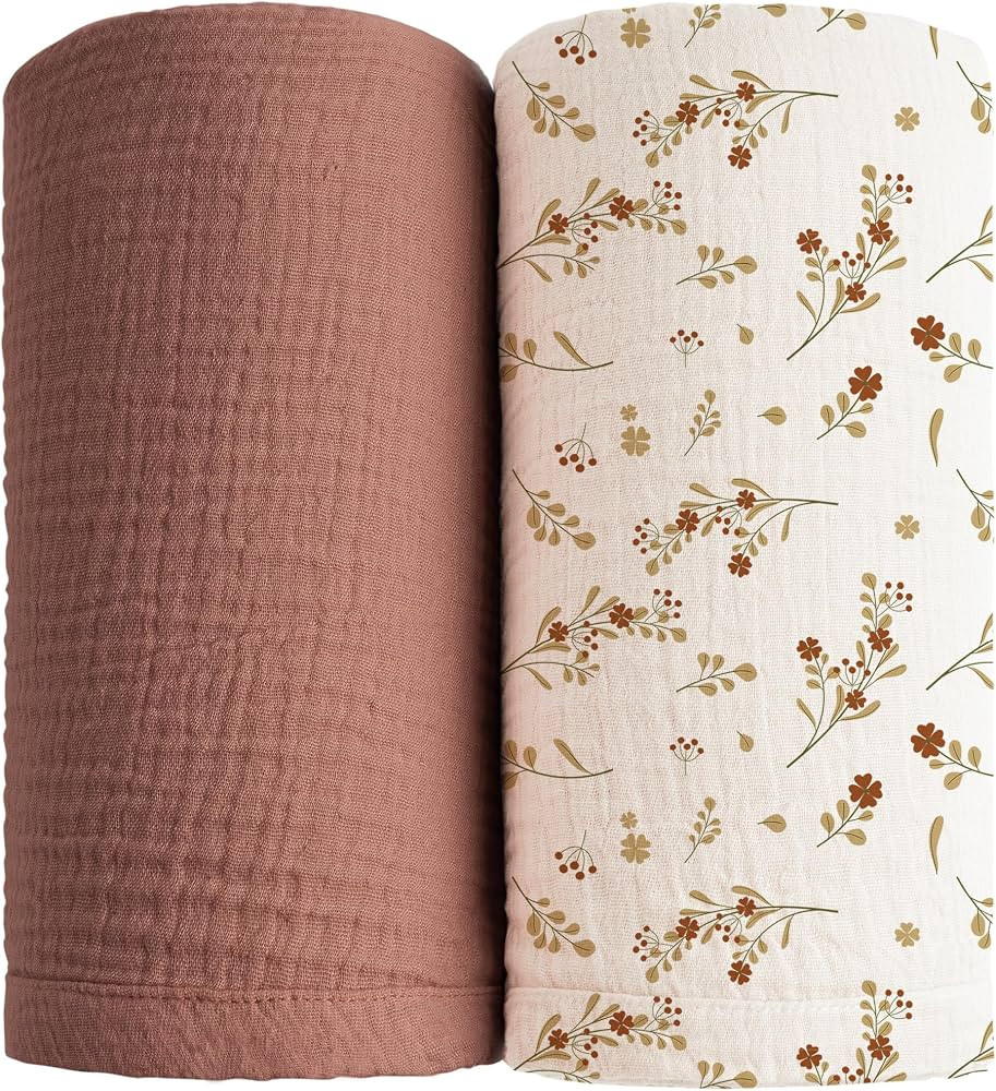 Konssy 2 Pack Muslin Swaddle Blankets for Baby Boys Girls, Receiving Blanket Large 47 x 47 inches... | Amazon (US)