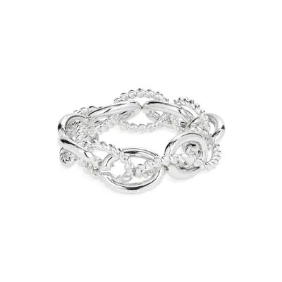 Nordstrom Mixed Link Stretch Bracelet in Silver at Nordstrom | Nordstrom
