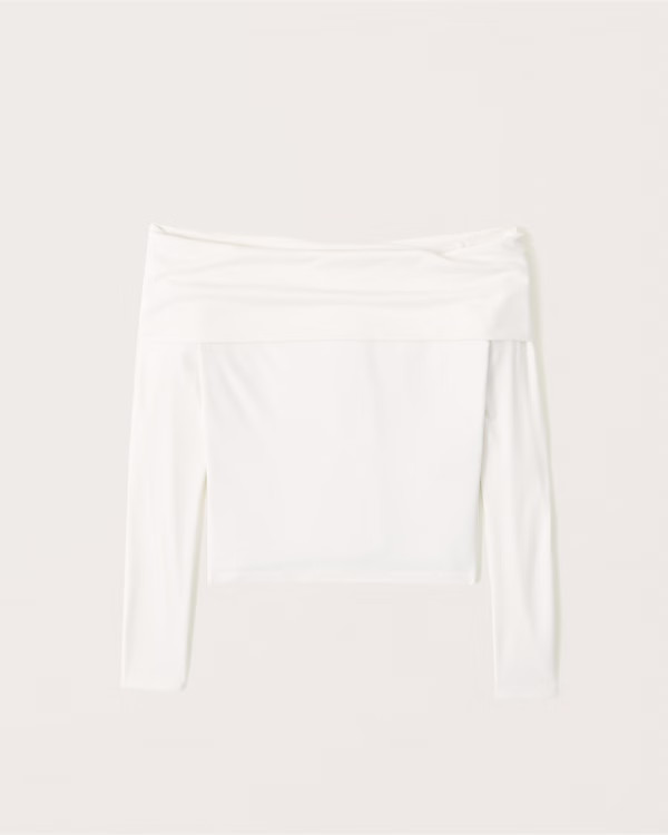 Women's Long-Sleeve Luxe Cozy Off-The-Shoulder Top | Women's Clearance | Abercrombie.com | Abercrombie & Fitch (US)