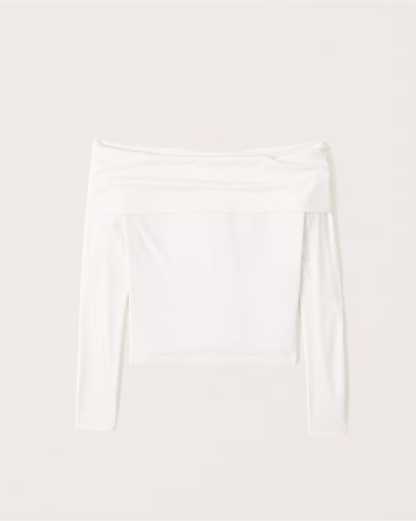 Long-Sleeve Luxe Cozy Off-The-Shoulder Top | Abercrombie & Fitch (US)