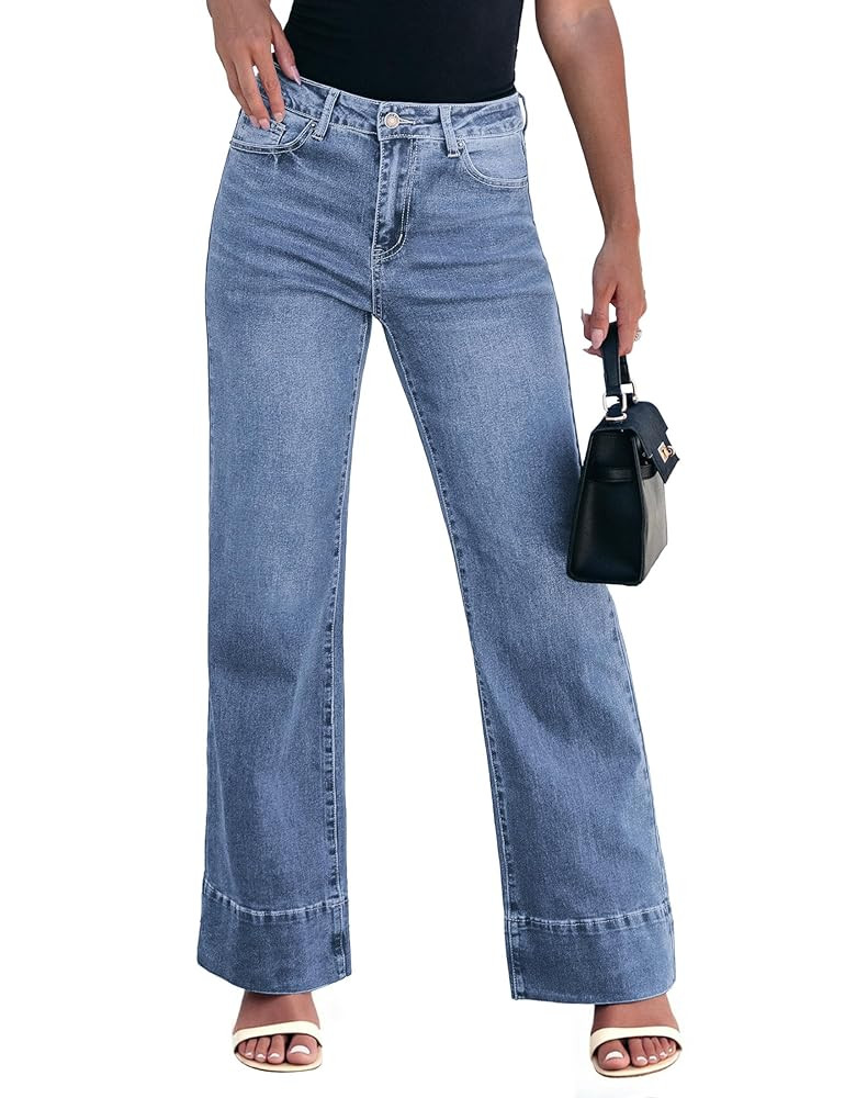 luvamia Wide Leg Jeans for Women High Waisted Flare Trendy Stretchy Denim Pants Baggy Classic Tro... | Amazon (US)