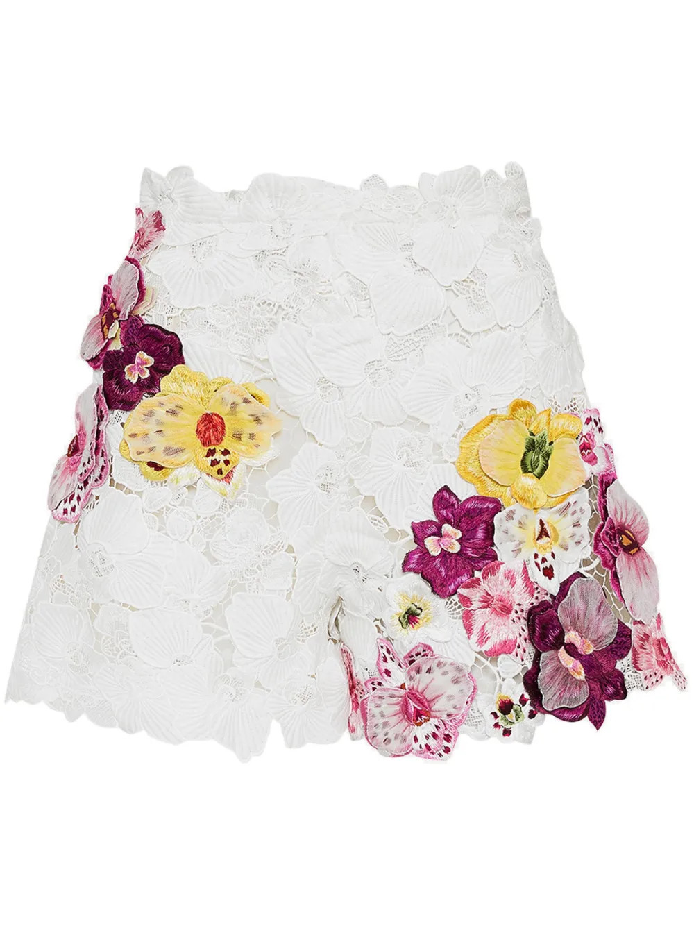 Oscar de la Renta Orchid embroidered guipure shorts - White | Farfetch Global
