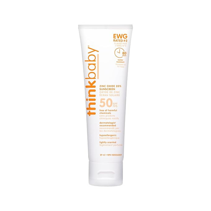 Thinkbaby SPF 50+ Baby Mineral Sunscreen – Safe, Natural Sunblock for Babies - Water Resistant ... | Amazon (US)