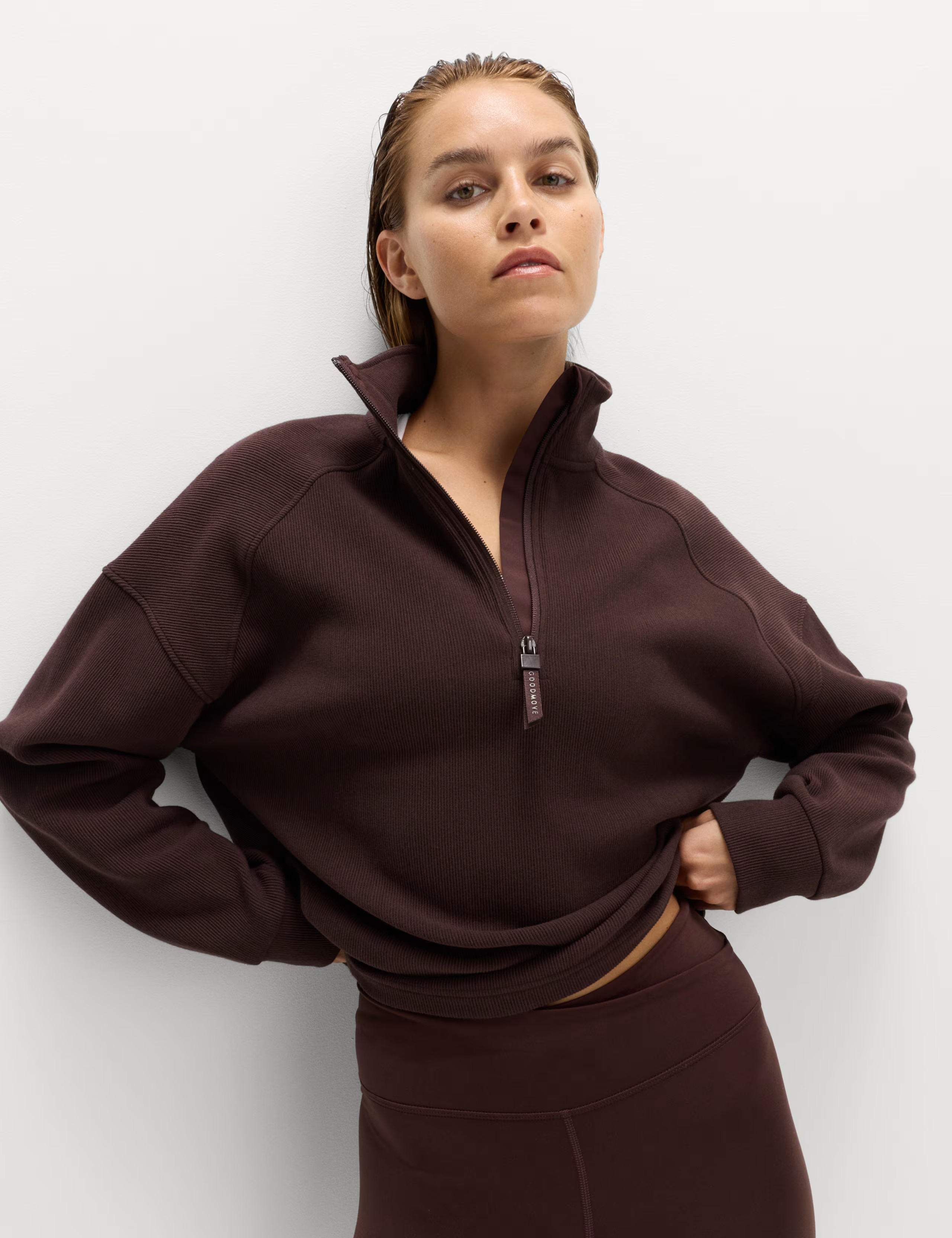 Rib Half Zip Yoga Sweatshirt | Marks & Spencer (UK)