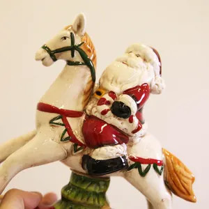 Americana Vintage Santa on Rocking Horse Ceramic Figurine - Retro Christmas Decor for Home Collec... | Etsy (US)