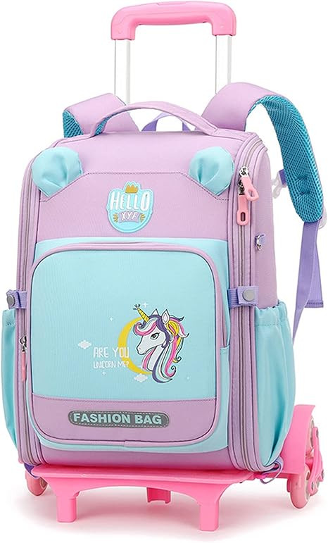 GLOOMALL Cute Rolling Backpack School Girls Boys, Lightweight Trolley Travel Bag with 6 Wheels Cl... | Amazon (US)