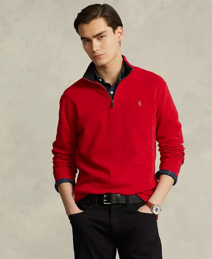 Men's Estate-Rib Cotton Quarter-Zip Pullover | Macy's