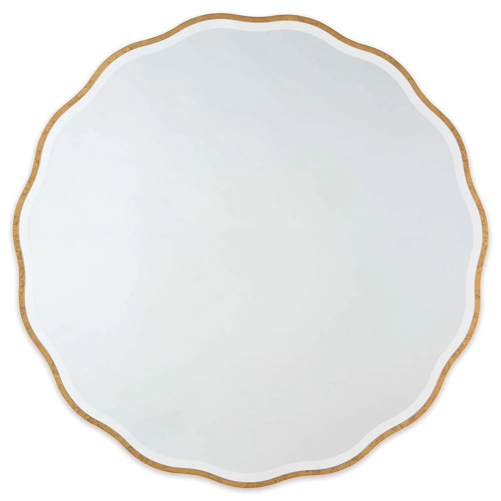 Candice Hollywood Regency Gold Resin Frame Round Mirror | Kathy Kuo Home