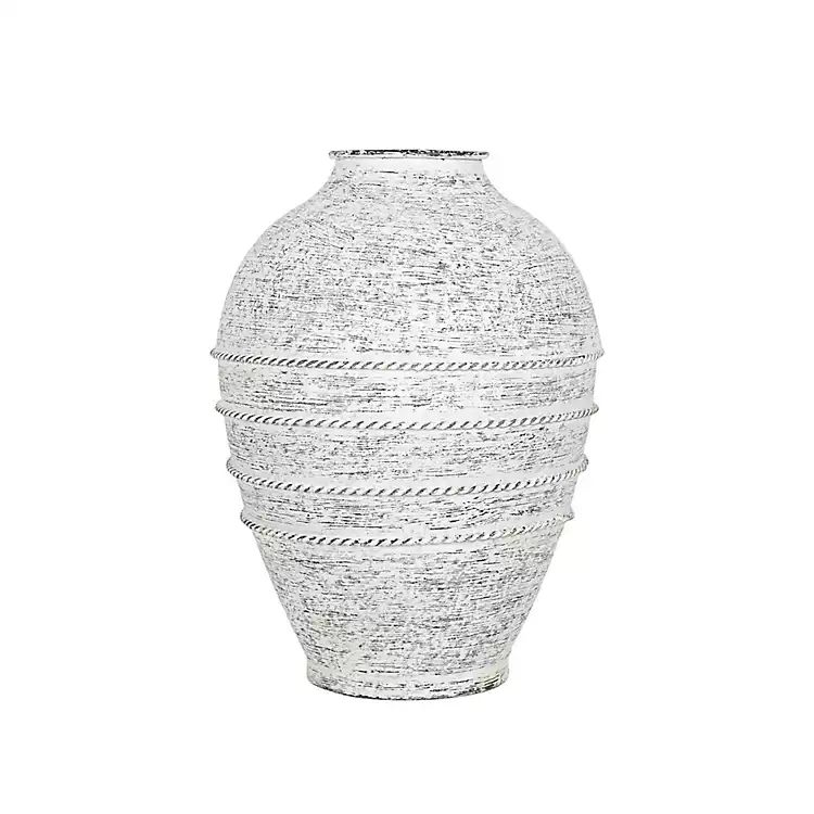 New! White Braided Stripe Metal Vase | Kirkland's Home