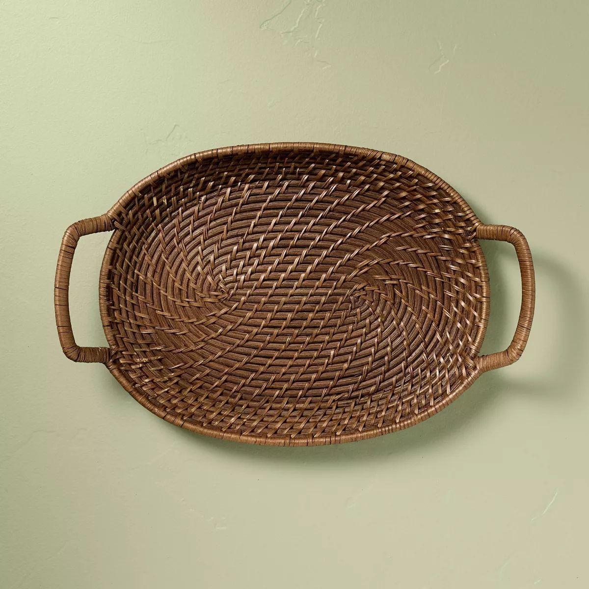 Woven Rattan Decorative Tray with Handles Dark Brown - Hearth & Hand™ with Magnolia | Target