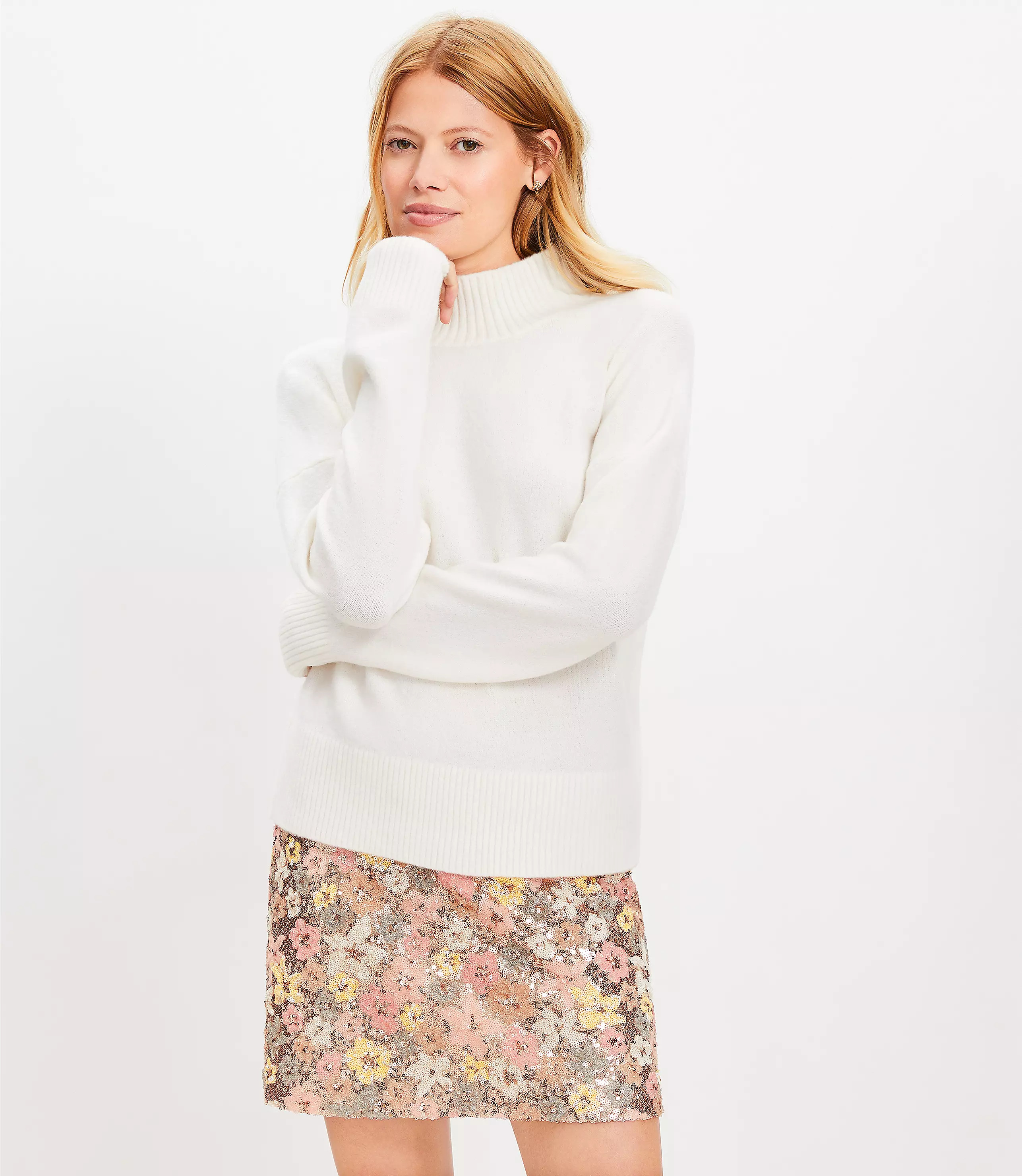 Floral Sequin Mini Skirt | LOFT