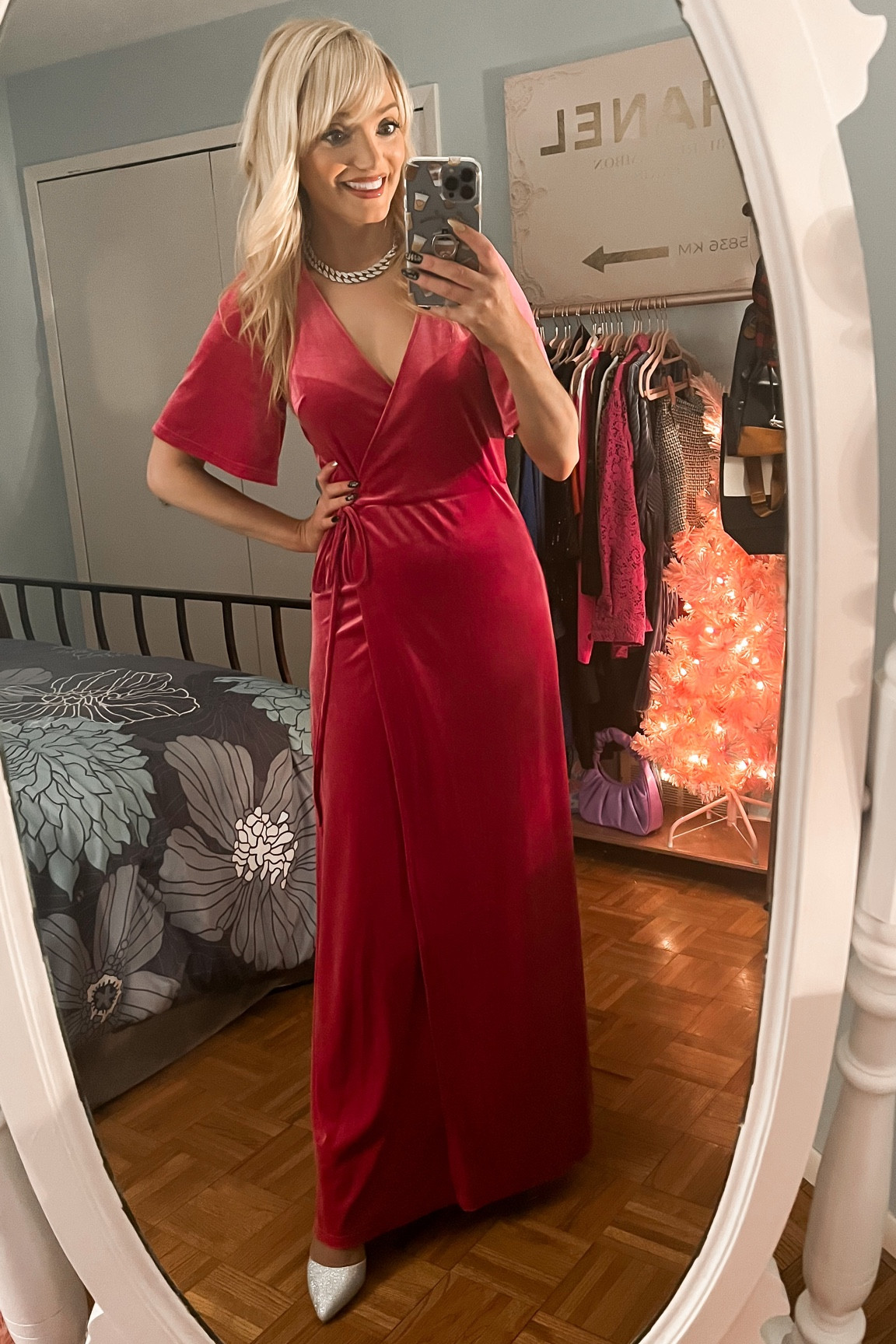 Hot pink velvet maxi dress - silver heels - rhinestone choker necklace - evening looks - formal wear - formal looks - wedding guest dress - wedding guest outfit - Valentine’s Day outfit - Amazon Fashion - Amazon Finds 

#LTKunder50 #LTKSeasonal #LTKwedding