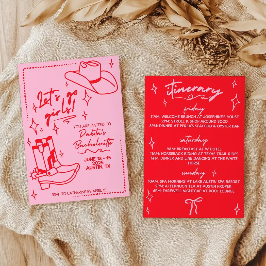 Cowgirl Bachelorette Invitation & Itinerary | Editable Canva Template (digital Download) - Etsy | Etsy (US)