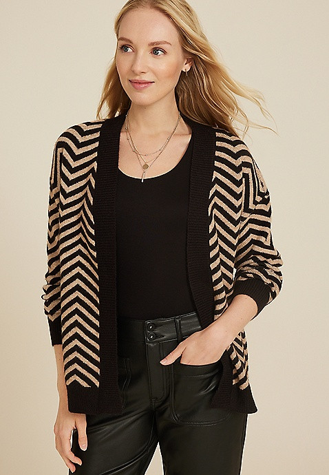 Chevron Open Front Cardigan | Maurices