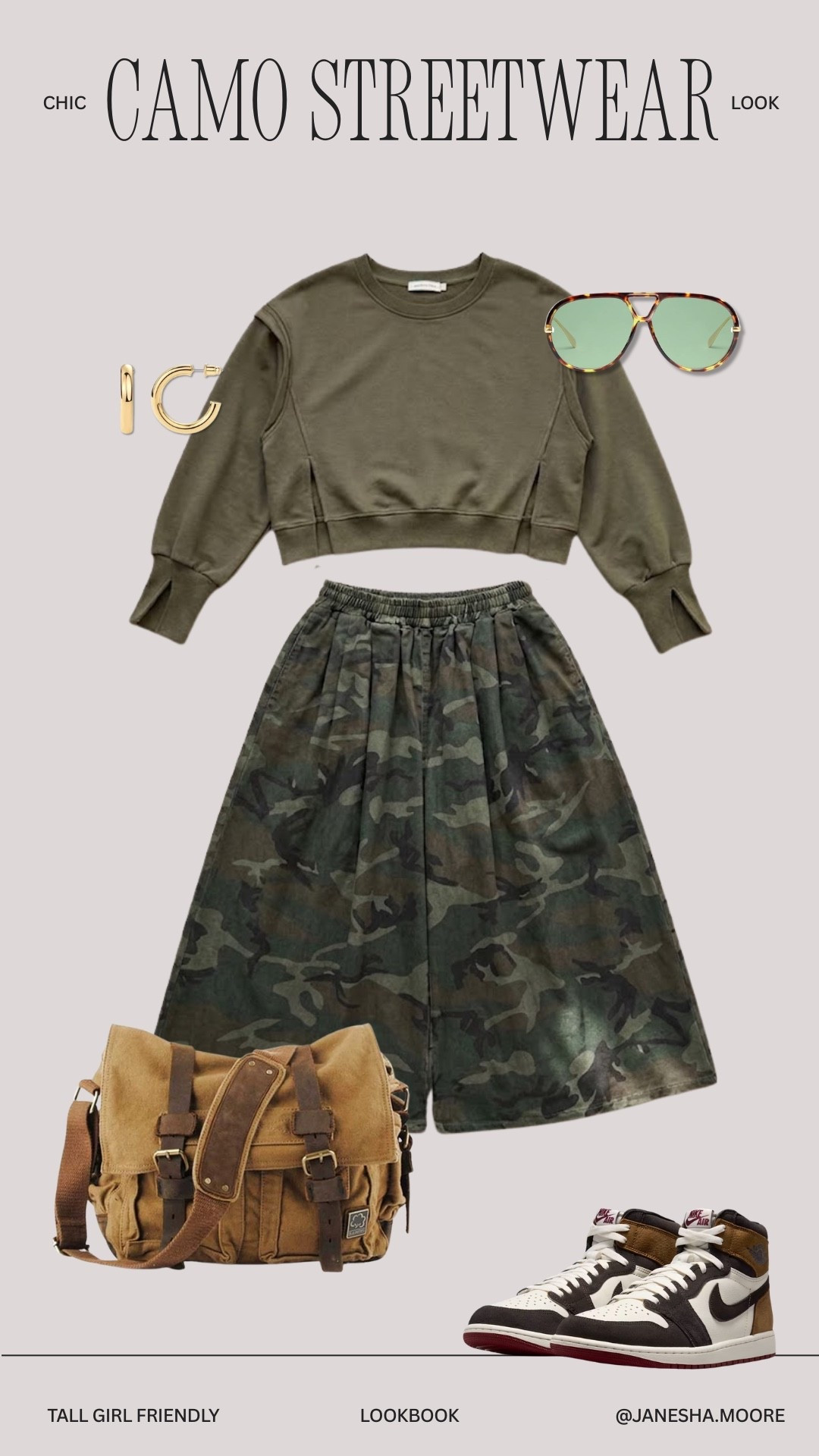 Chic Camo Streetwear Look | 5'9 200 lbs wearing [M] green sweater + [L] camouflage pants

#LTKootd #LTKMidsize #LTKTall