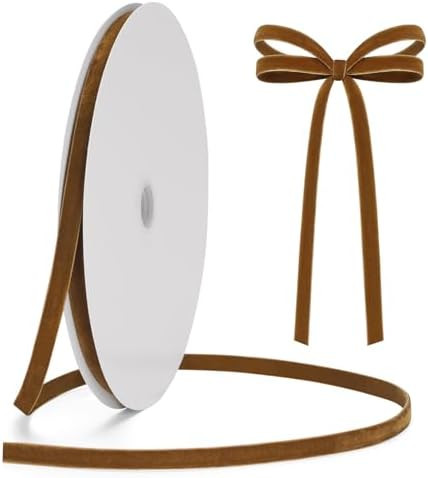 Anwyll 25Yard Velvet Ribbon - 3/8Inch Double Sided Brown Velvet Ribbon Vintage Wreath Christmas T... | Amazon (US)