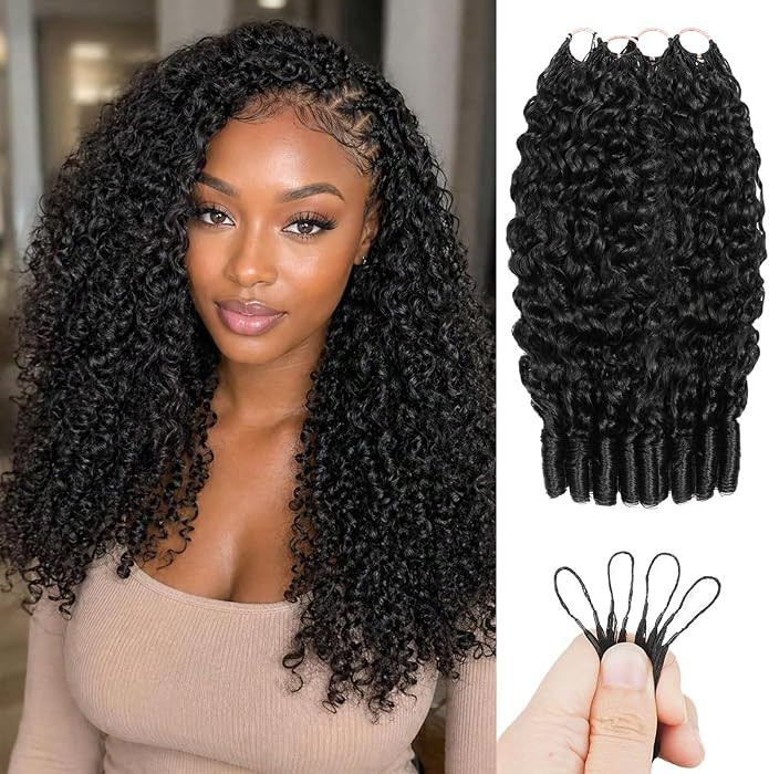 Burmese Curly Crochet Human Hair 240g Knotless Feather Crochet Hair for Black Women Pre-Looped Pr... | Amazon (US)