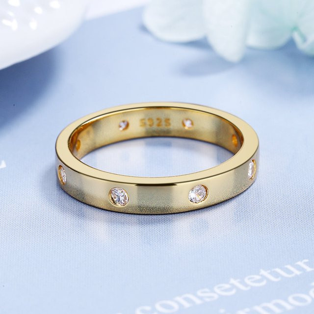 14K Gold thick Band Ring with crystals from Swarovski | Walmart (US)