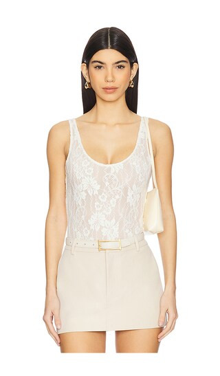 Lace Scoop Body Suit in Cream | Revolve Clothing (Global)