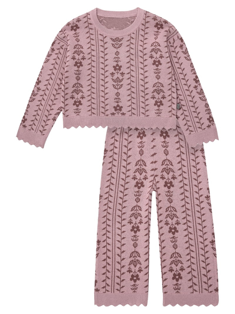 Modern Moments by Gerber Toddler Girl Jacquard Sweater and Pant Set, 2-Piece, Sizes 12 Months - 5... | Walmart (US)