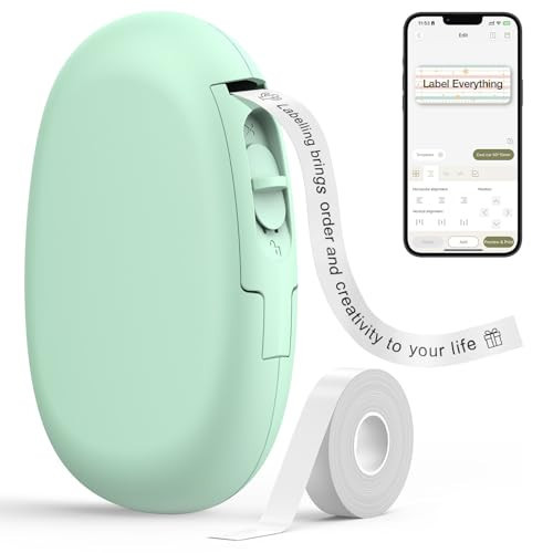 SUPVAN E10 Bluetooth Label Maker Machine with Tape, Continuous Waterproof Label, Versatile App with 35 Fonts and 1k+ Icons, Label Printer for Home, Kitchen, School, Office Organization, Green | Amazon (US)