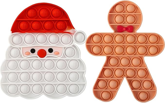 Christmas 2 Pack Pop Bubble Fidget Sensory Toys,Santa Claus&Gingerbread Man Squeeze Sensory Toys,... | Amazon (US)