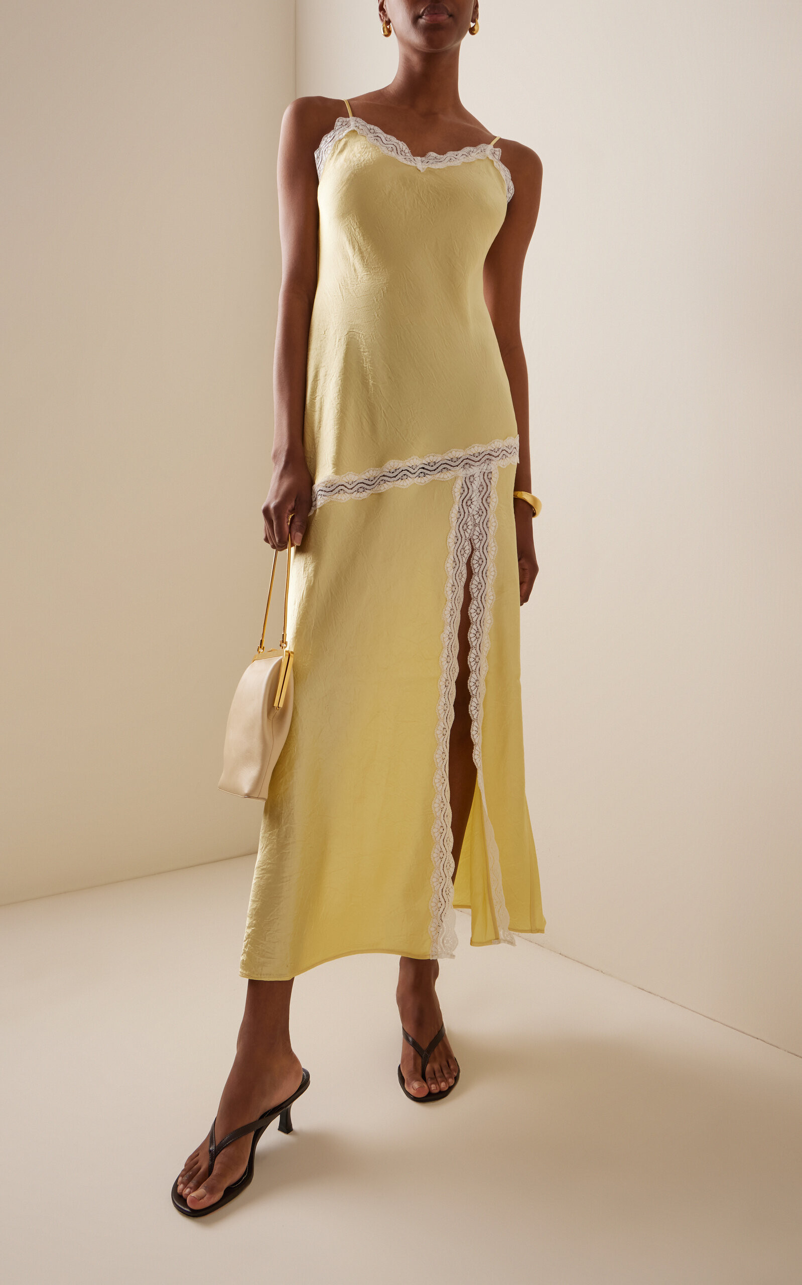 Exclusive Lace-Detailed Satin Midi Slip Dress | Moda Operandi (Global)