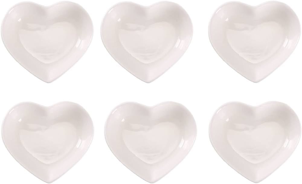WHJY White Love Heart Shaped Ceramic Side Dish Bowl, Contemporary Porcelain Side Dishes Bowl, Sea... | Amazon (US)