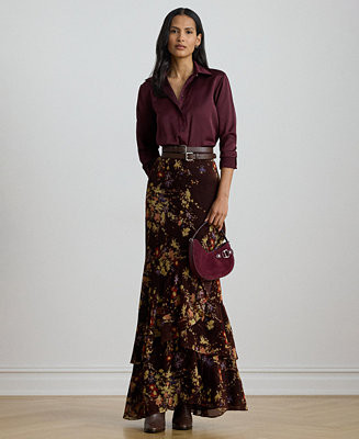 Women's Floral Print Tiered Maxi Skirt | Macy's