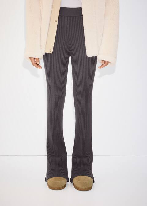 Ribbed flared trousers -  Women | Mango USA | MANGO (US)