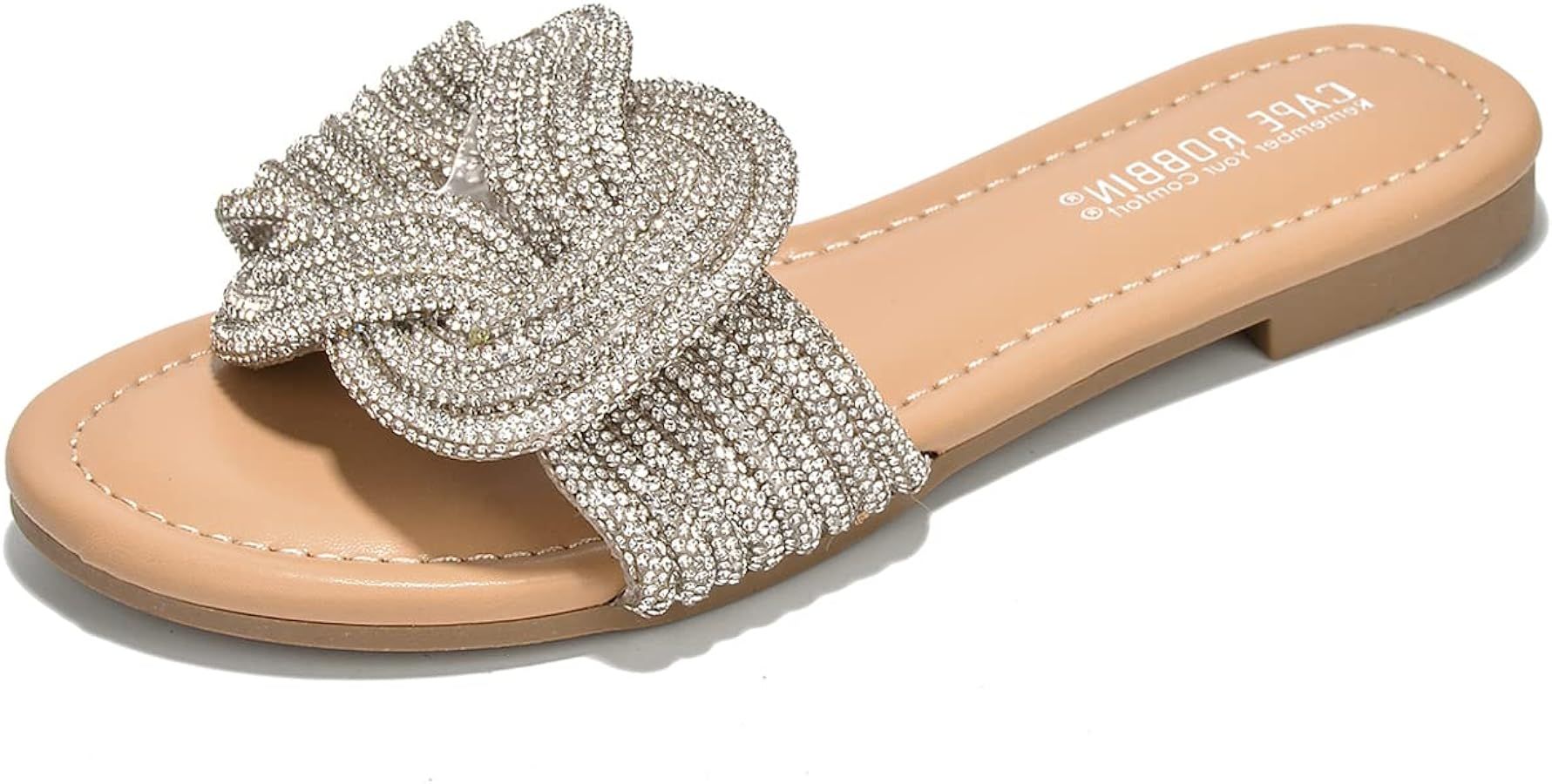 Cape Robbin Jeffer Slide Sandals Women - Open Toe Sparkly Sandals for Women - Summer Flat Sandals... | Amazon (US)