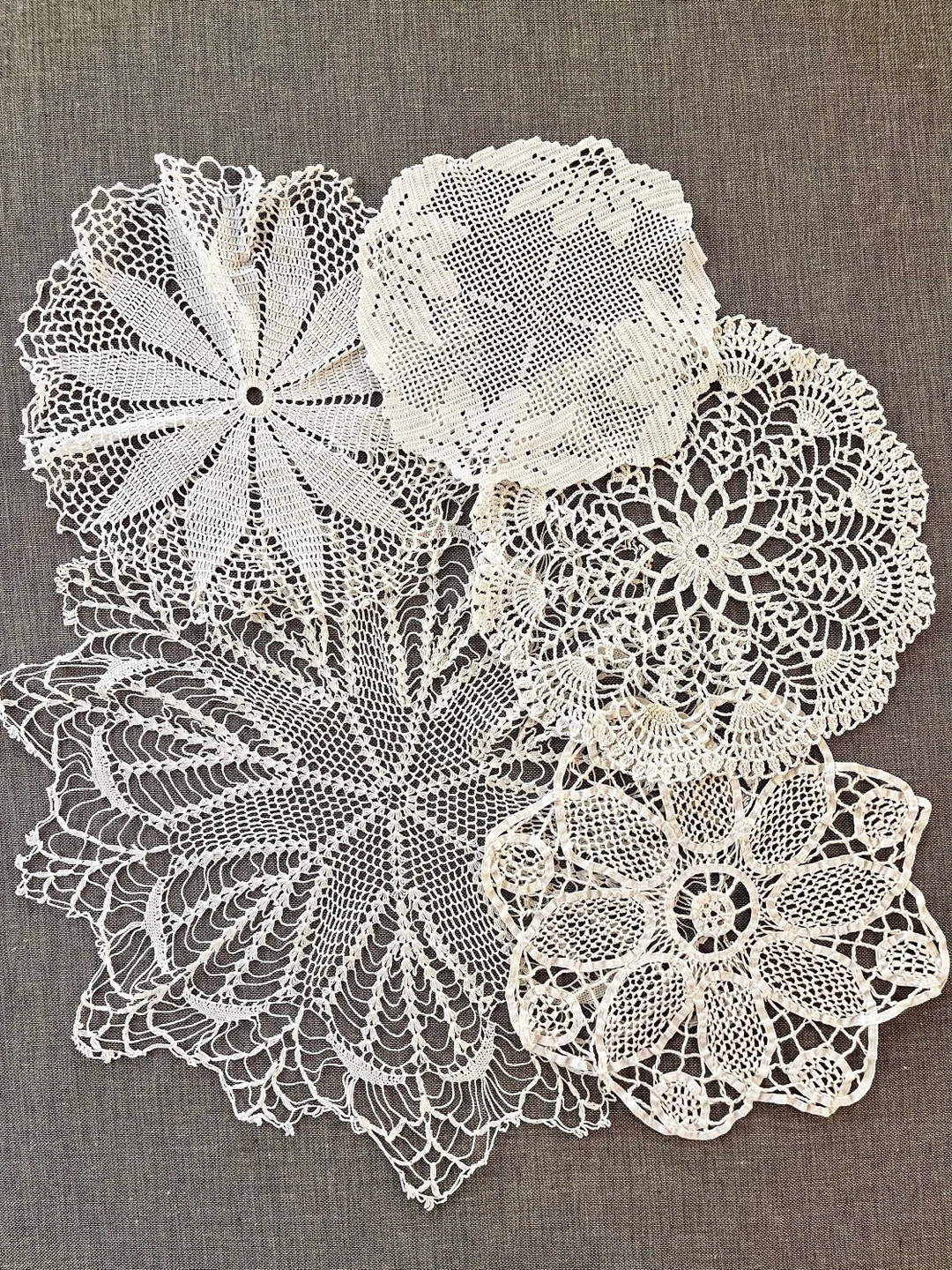 Crochet doily bundle with 5 assorted vintage doilies, bundle for junk journals scrapbooks heirloo... | Etsy (US)