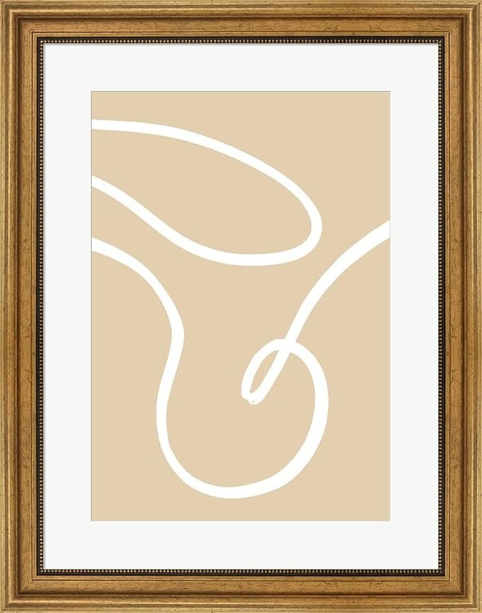 Beige Lines 2 by 1X Studio Framed Art Print Wall Picture, Wide Gold Frame, 22 x 28 inches | Amazon (US)
