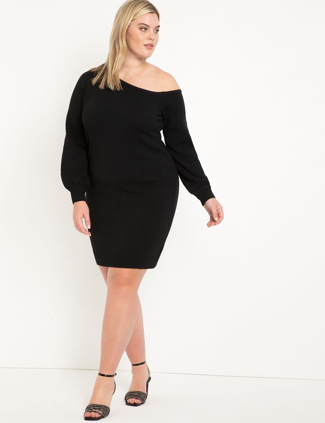 Slinky Off The Shoulder Sweater Dress | Eloquii