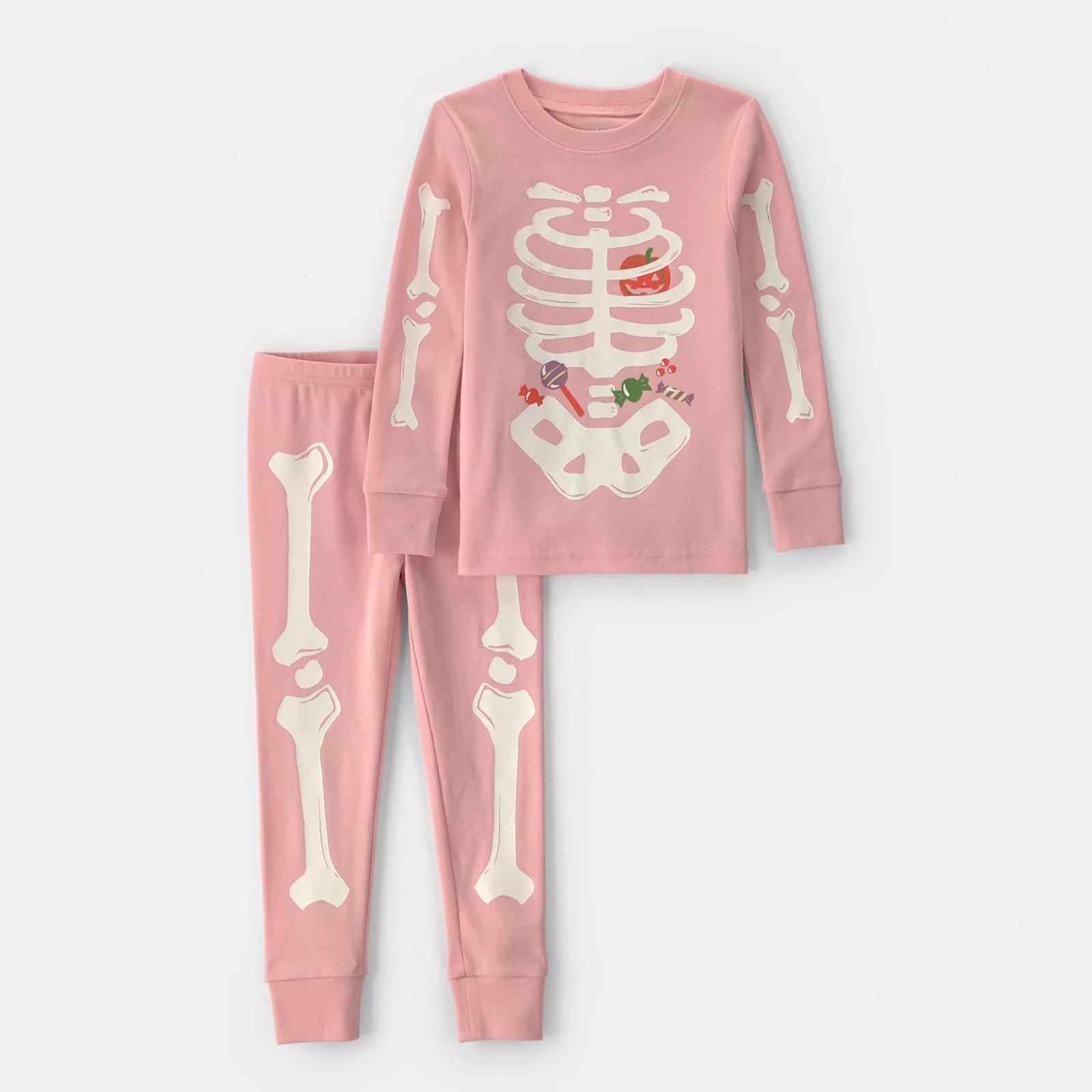 Baby & Toddler Carter's 2-Piece Halloween Pajama Top & Pajama Bottoms Set, Toddler Girl's, Size: 3T, Pink Skeleton | Kohl's