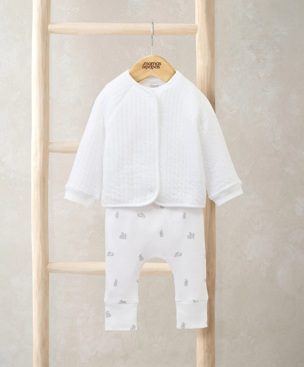 Quilted Jacket, Bodysuit & Bottoms Set (3 Pieces) – Bunny Print | Mamas & Papas