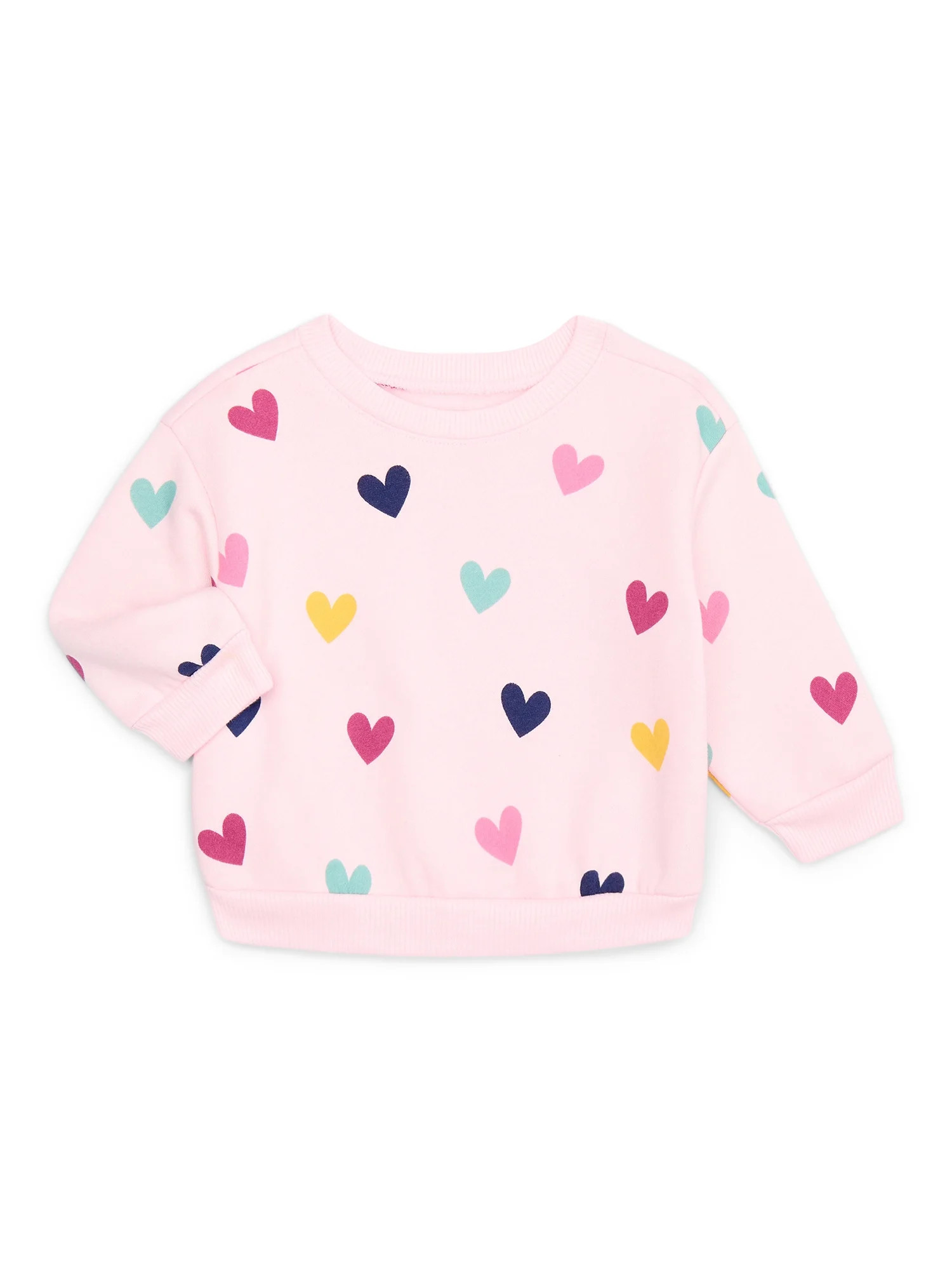Garanimals Baby Girls Printed Fleece Sweatshirt with Long Sleeves, Sizes 6-24 Months | Walmart (US)
