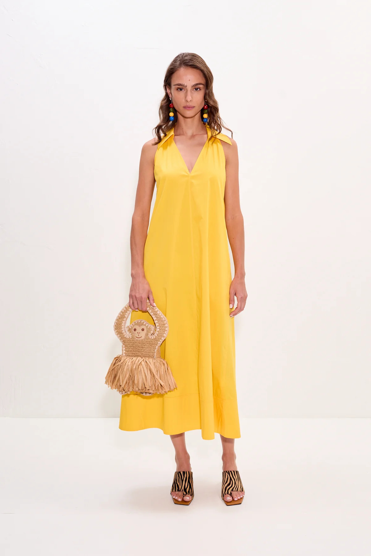 Nava Poplin Midi Dress in Sungold | Simon Miller