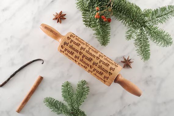 PERSONALIZED MINI embossing rolling pin for cookies, laser engraved, solid wood, perfect Christma... | Etsy (US)