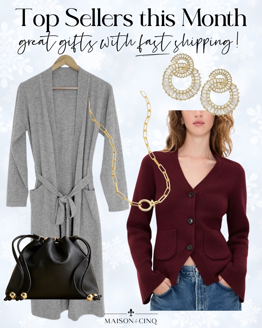 The top 5 sellers of the month - GREAT gifts and still arrive in time!!

Gift ideas, gifts for her, gifts for women, robe, handbag, sweater, jewelry, necklace, earrings 

#LTKGiftGuide #LTKFindsUnder100 #LTKFindsUnder50