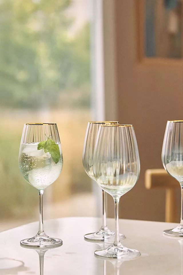 Waterfall Wine Glasses, Set of 4 | Anthropologie (US)