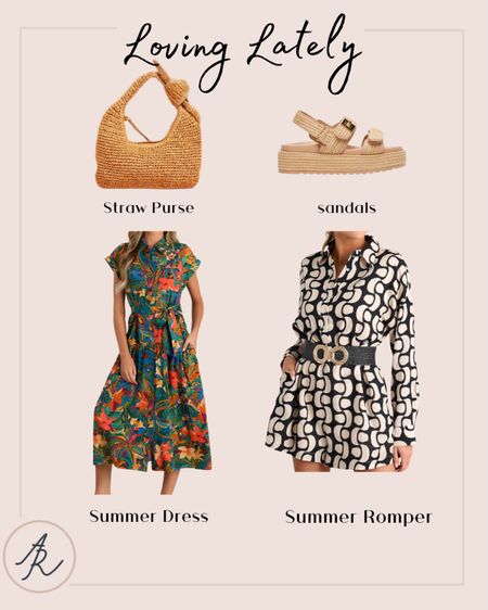 In my cart… what I am loving lately.  A beautiful dress and romper from red dress, Steven madden platform sandals and a knotted shoulder bag! 