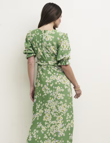 Floral Frill Detail Midi Tea Dress | Marks & Spencer (UK)