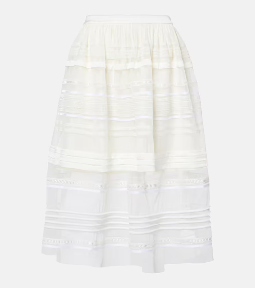 Xu Zhi Gathered lace and tulle midi skirt | Mytheresa (US/CA)