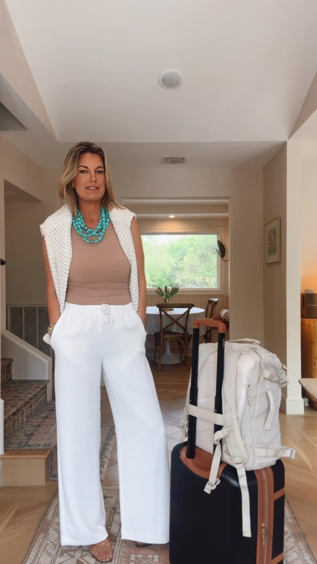 These pants did not need to be steamed out of my suitcase!!!!!!!!  Linking a save travel pant as well.  I am in small tall in the splurge. Small built in bra tank.  Jelly shoes true to size.  

#LTKTravel #LTKootd #LTKTall