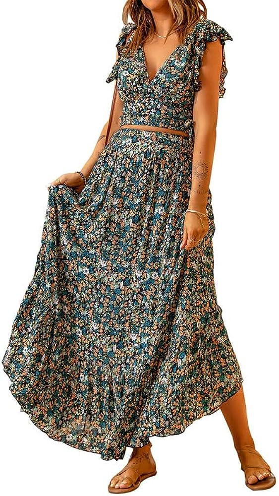 Dokotoo Women's Boho Dress Blue Floral Dress Floral Maxi Dress Amazon Outfit Ideas Outfit Inspo | Amazon (US)